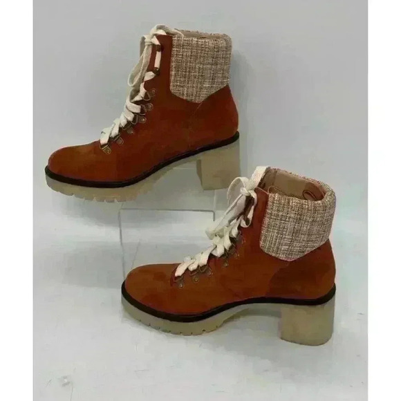 Mi.im Women's Brown Military Bootie Size 8.5 Lace Up Chunky Heel - Picture 6 of 9